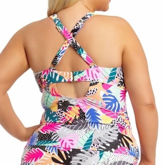 California Waves Tankini 22/24 Swim Top Tropical 261 - Picture 2 of 7